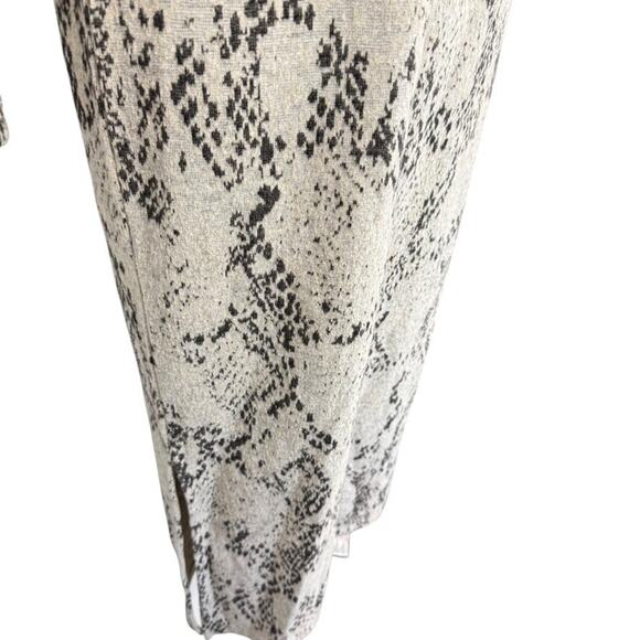 M&S Collection Snakeskin Long Sleeve Midi Sheath Knit Dress Beige Mock Neck sz 8 - Picture 2 of 16